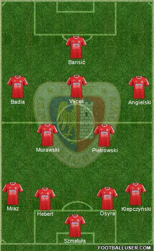 Piast Gliwice 4-2-3-1 football formation