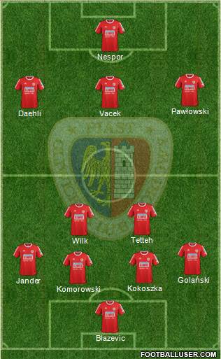 Piast Gliwice 4-2-3-1 football formation