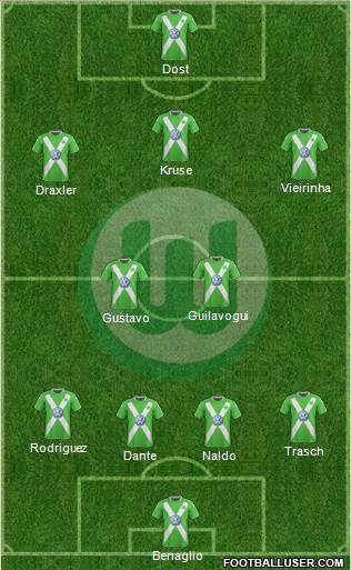 VfL Wolfsburg 4-2-3-1 football formation