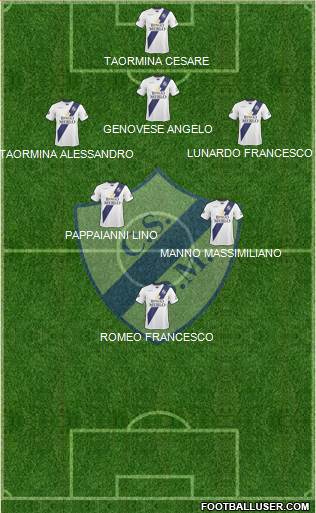 Deportivo Merlo 3-4-3 football formation