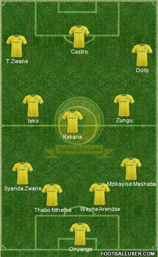 Mamelodi Sundowns 4-3-3 football formation