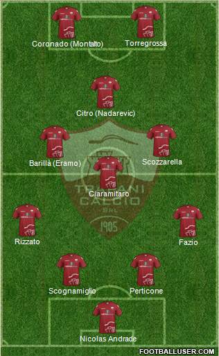 Trapani 4-3-1-2 football formation