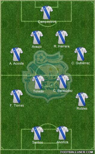 Club Puebla de la Franja 4-4-2 football formation