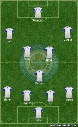 San Marino 4-1-4-1 football formation