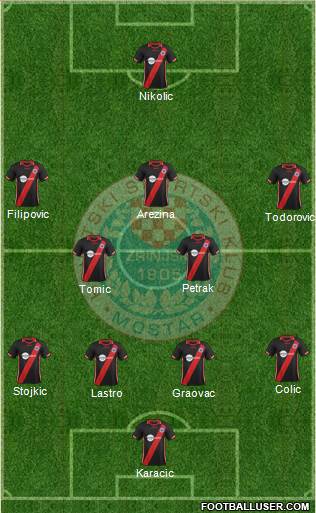 HSK Zrinjski Mostar 4-2-3-1 football formation