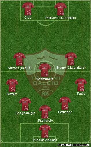 Trapani 3-5-2 football formation