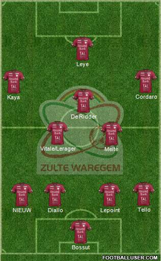 SV Zulte Waregem Formation 2016