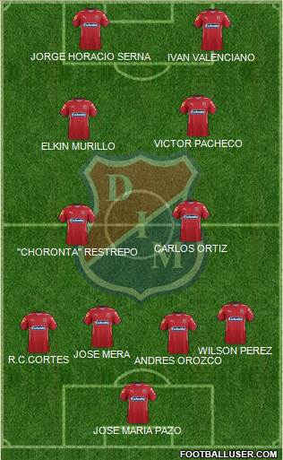 CD Independiente Medellín 4-2-2-2 football formation