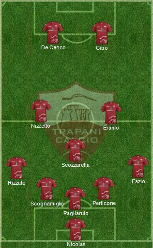 Trapani 3-5-2 football formation