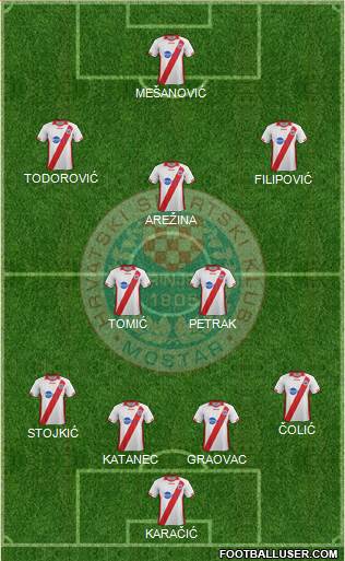 HSK Zrinjski Mostar 4-2-3-1 football formation