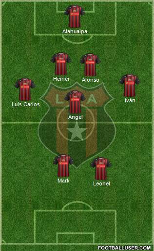 Liga Deportiva Alajuelense 4-4-2 football formation