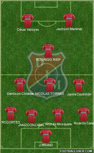 CD Independiente Medellín 4-1-4-1 football formation