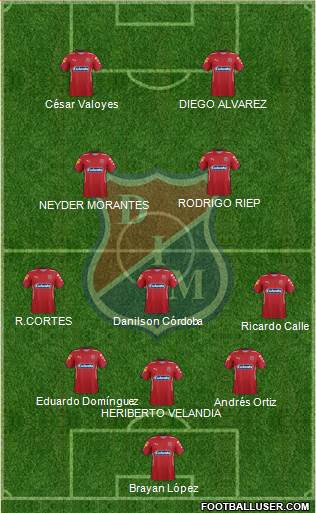 CD Independiente Medellín 4-2-3-1 football formation