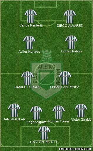 CDC Atlético Nacional 4-1-3-2 football formation