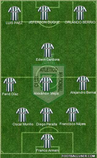 CDC Atlético Nacional 4-1-3-2 football formation