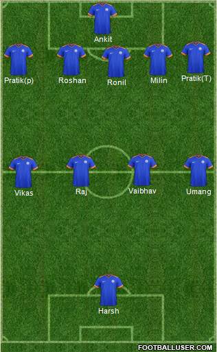 India 5-4-1 football formation