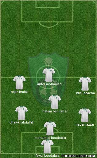 Al-Ahli (KSA) 3-4-2-1 football formation
