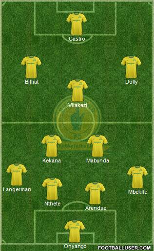 Mamelodi Sundowns 4-2-3-1 football formation