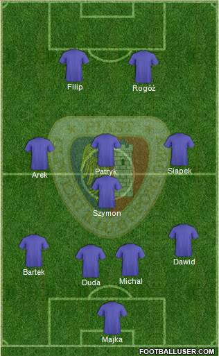 Piast Gliwice 4-1-3-2 football formation