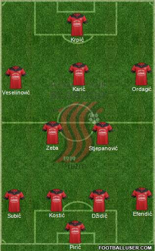 FK Sloboda Tuzla 4-2-3-1 football formation