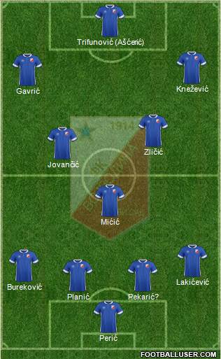 FK Vojvodina Novi Sad Formation 2016