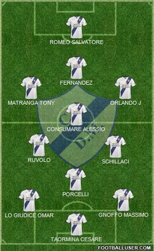 Deportivo Merlo 3-4-2-1 football formation