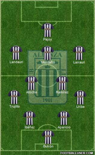 C Alianza Lima 4-2-3-1 football formation