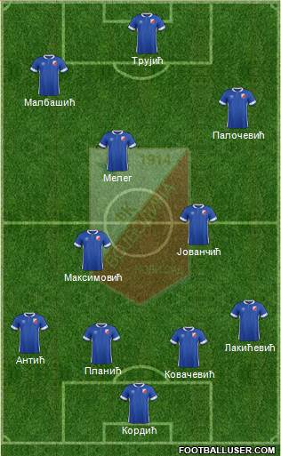 FK Vojvodina Novi Sad Formation 2016