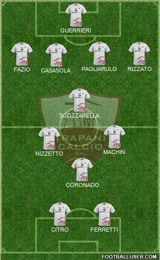 Trapani 4-3-1-2 football formation