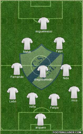 Deportivo Merlo 4-3-1-2 football formation