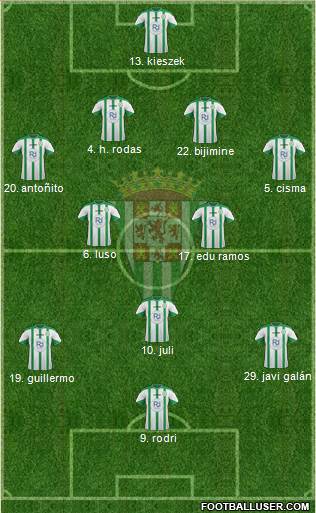 Córdoba C.F., S.A.D. 4-2-3-1 football formation