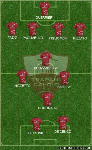 Trapani 4-3-1-2 football formation