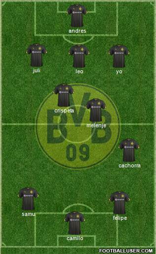 Borussia Dortmund 3-4-3 football formation