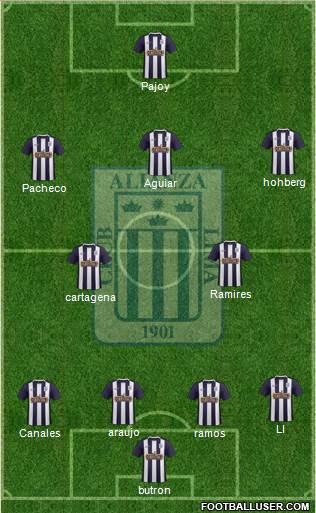 C Alianza Lima 4-2-3-1 football formation