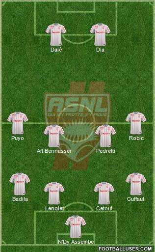 A.S. Nancy Lorraine 4-4-2 football formation