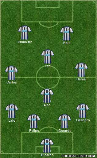Newcastle United 4-1-3-2 football formation