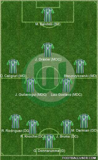 VfL Wolfsburg 4-5-1 football formation