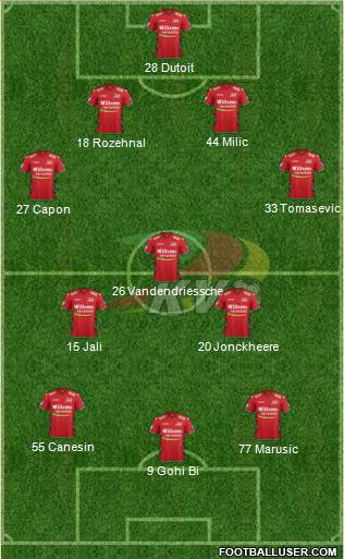 KV Oostende 4-3-3 football formation