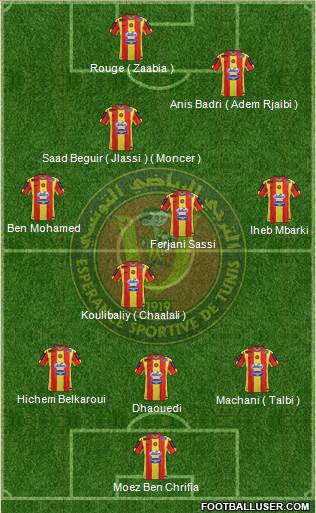 Espérance Sportive de Tunis 3-4-2-1 football formation