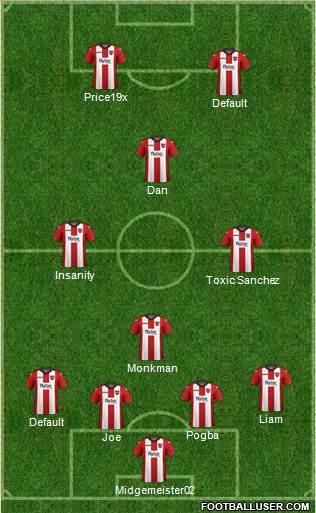 Exeter City 4-1-3-2 football formation