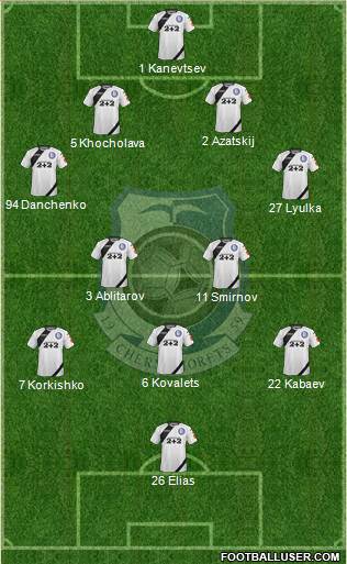 Chornomorets Odesa 4-2-3-1 football formation