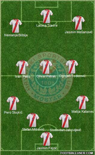 HSK Zrinjski Mostar 4-3-2-1 football formation