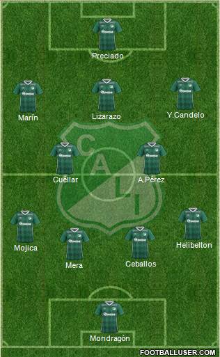 AC Deportivo Cali 4-2-3-1 football formation