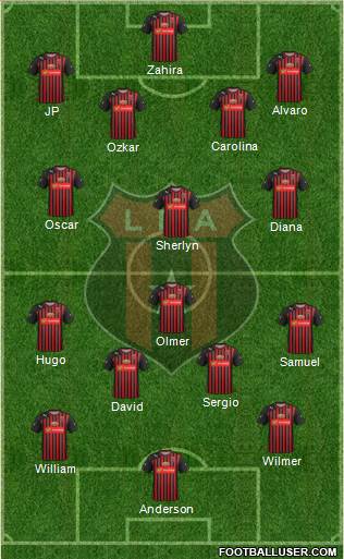 Liga Deportiva Alajuelense 3-4-3 football formation