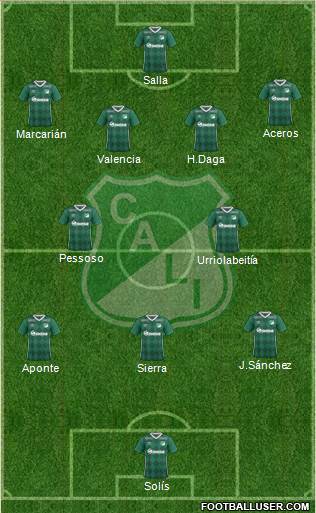 AC Deportivo Cali 3-4-3 football formation