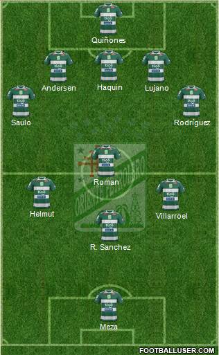 C Oriente Petrolero 5-4-1 football formation