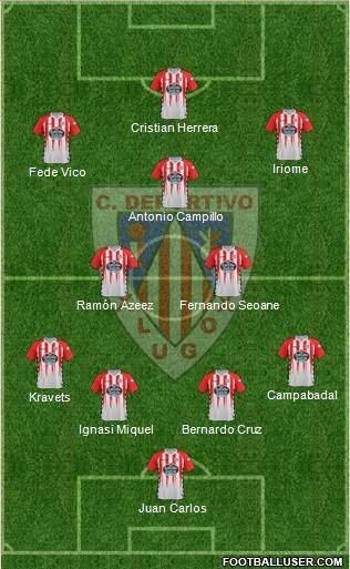 C.D. Lugo 3-4-3 football formation