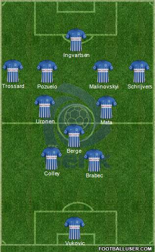 K Racing Club Genk 3-4-2-1 football formation