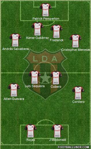 Liga Deportiva Alajuelense 4-4-2 football formation