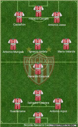 Club Deportivo Necaxa 3-4-3 football formation